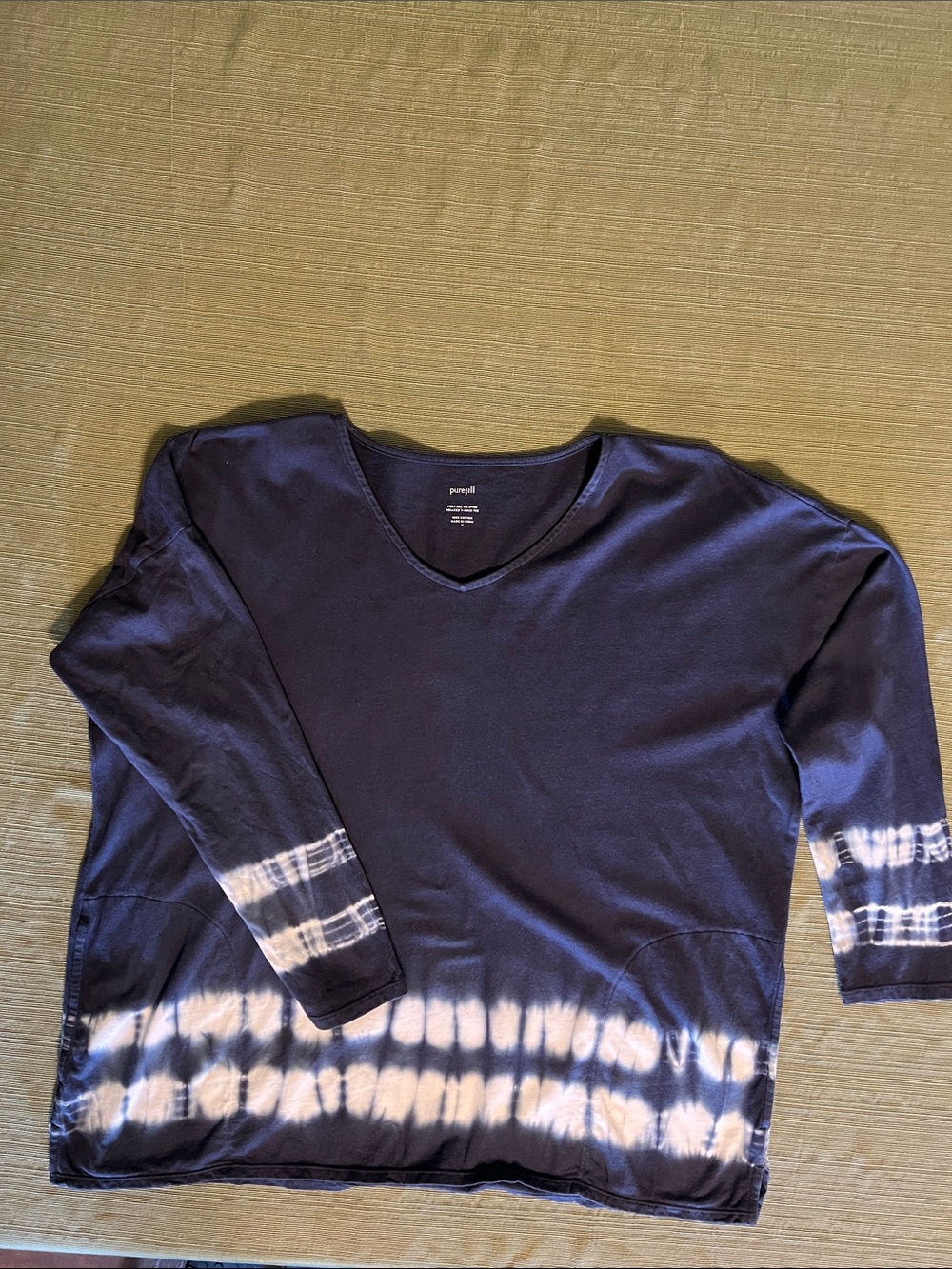 J. Jill Navy Tie-Dye V‑Neck Tunic Top